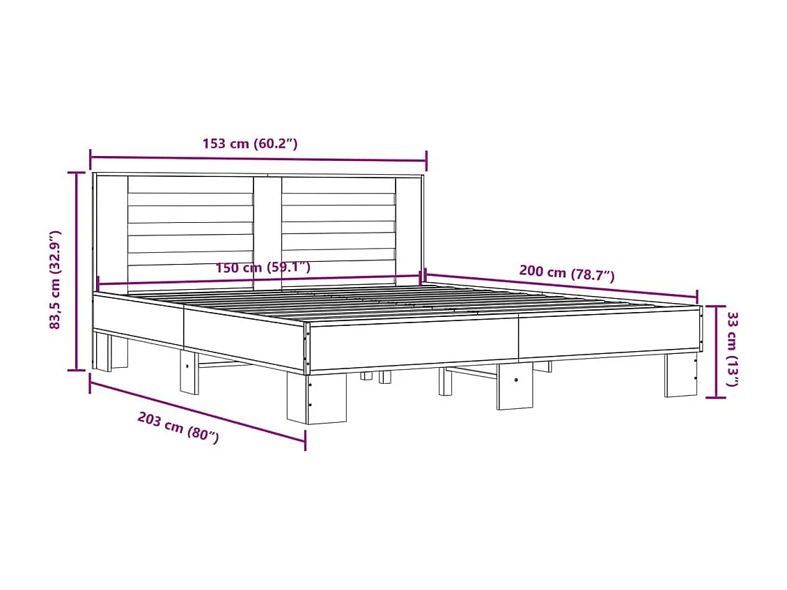 Giroletto Grigio Sonoma 150x200 cm in Legno Multistrato Metallo