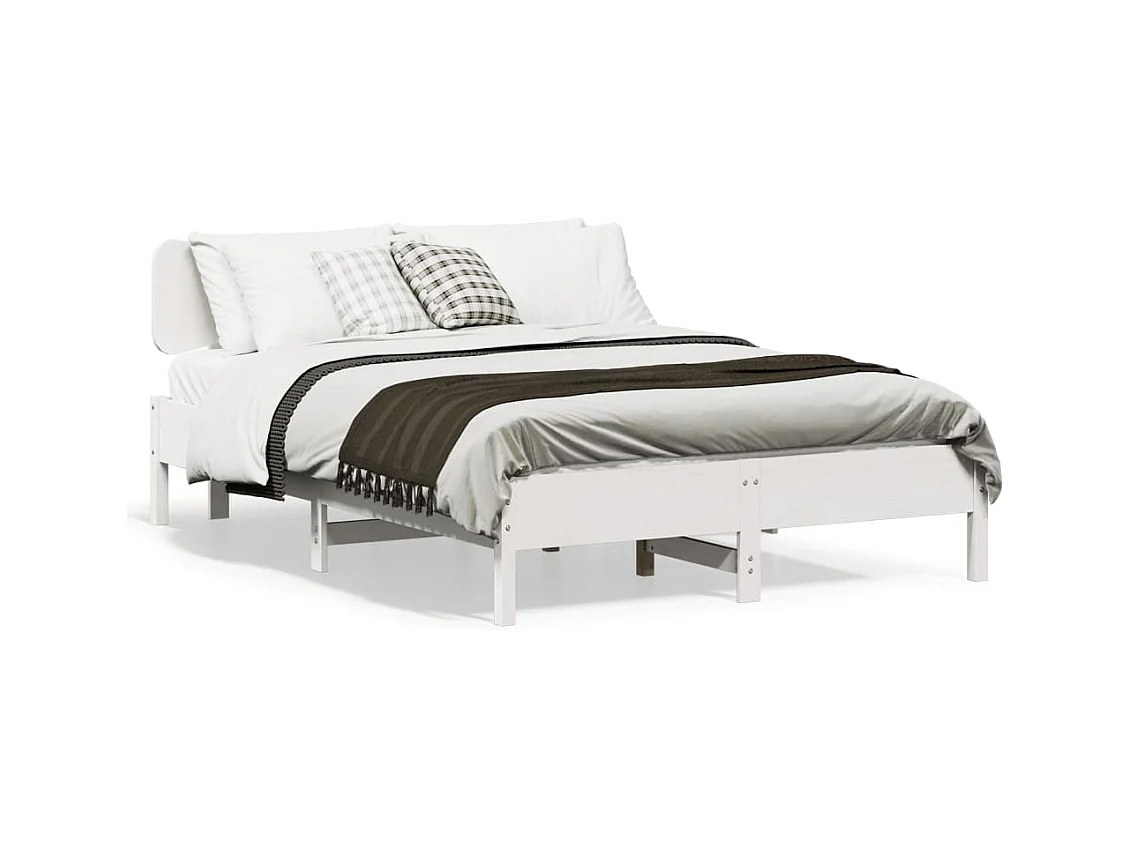 Bedframe zonder matras massief grenenhout wit 140x200 cm