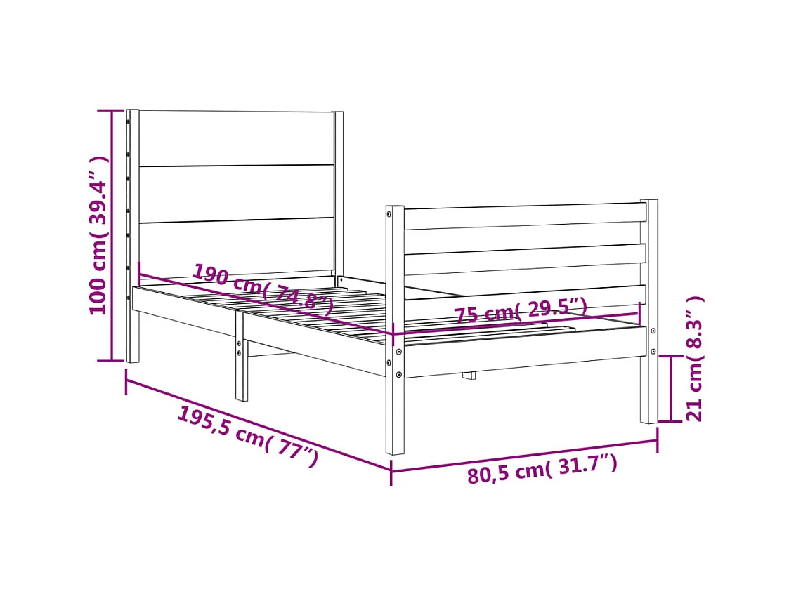 Giroletto con Testiera Small Single in Legno Massello