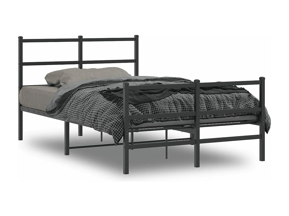 Cadre de lit métal sans matelas avec pied de lit noir 120x190cm