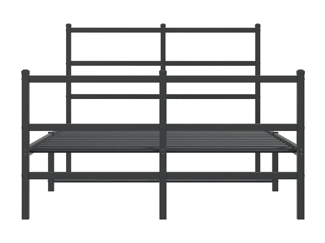Cadre de lit métal sans matelas avec pied de lit noir 120x190cm