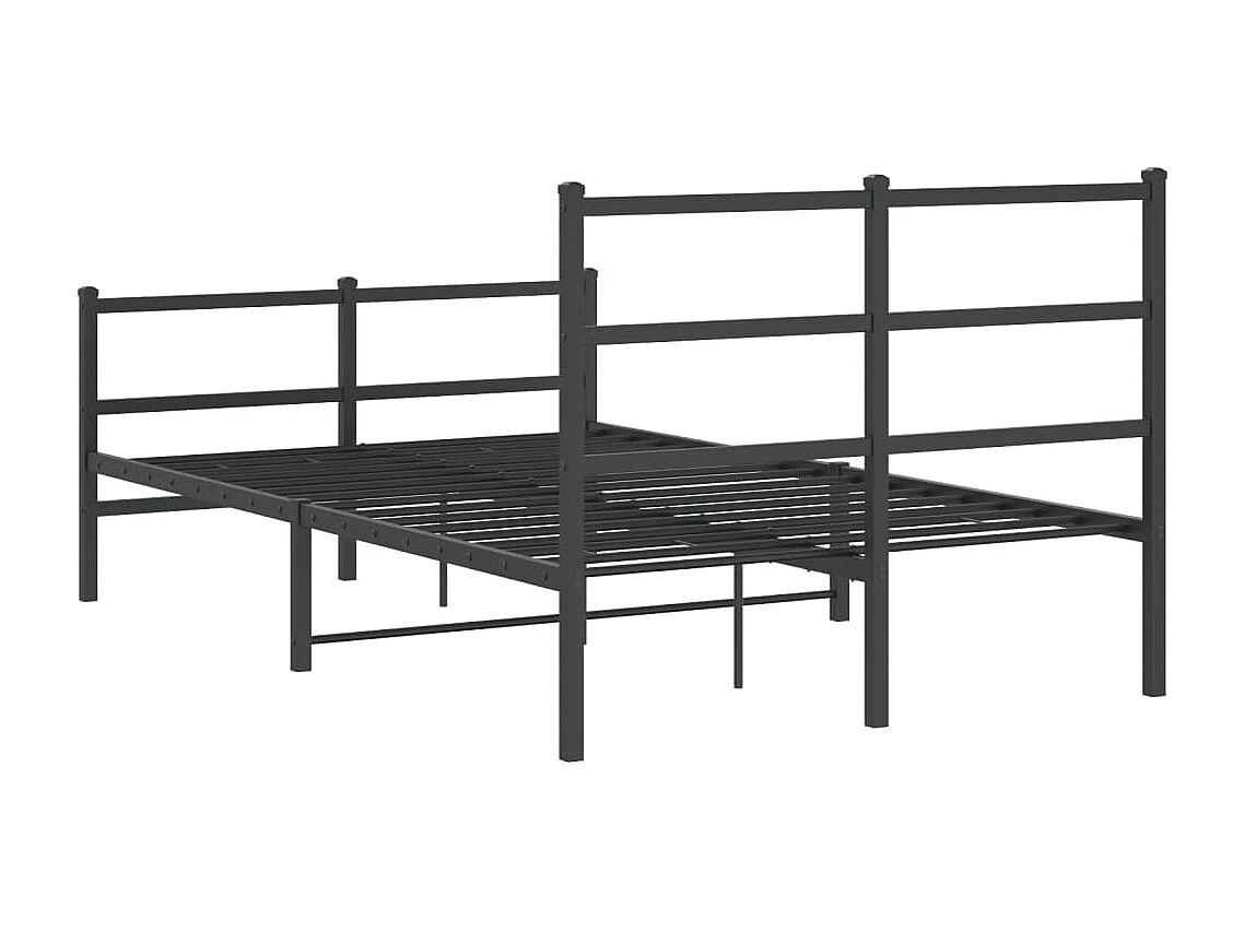 Cadre de lit métal sans matelas avec pied de lit noir 120x190cm