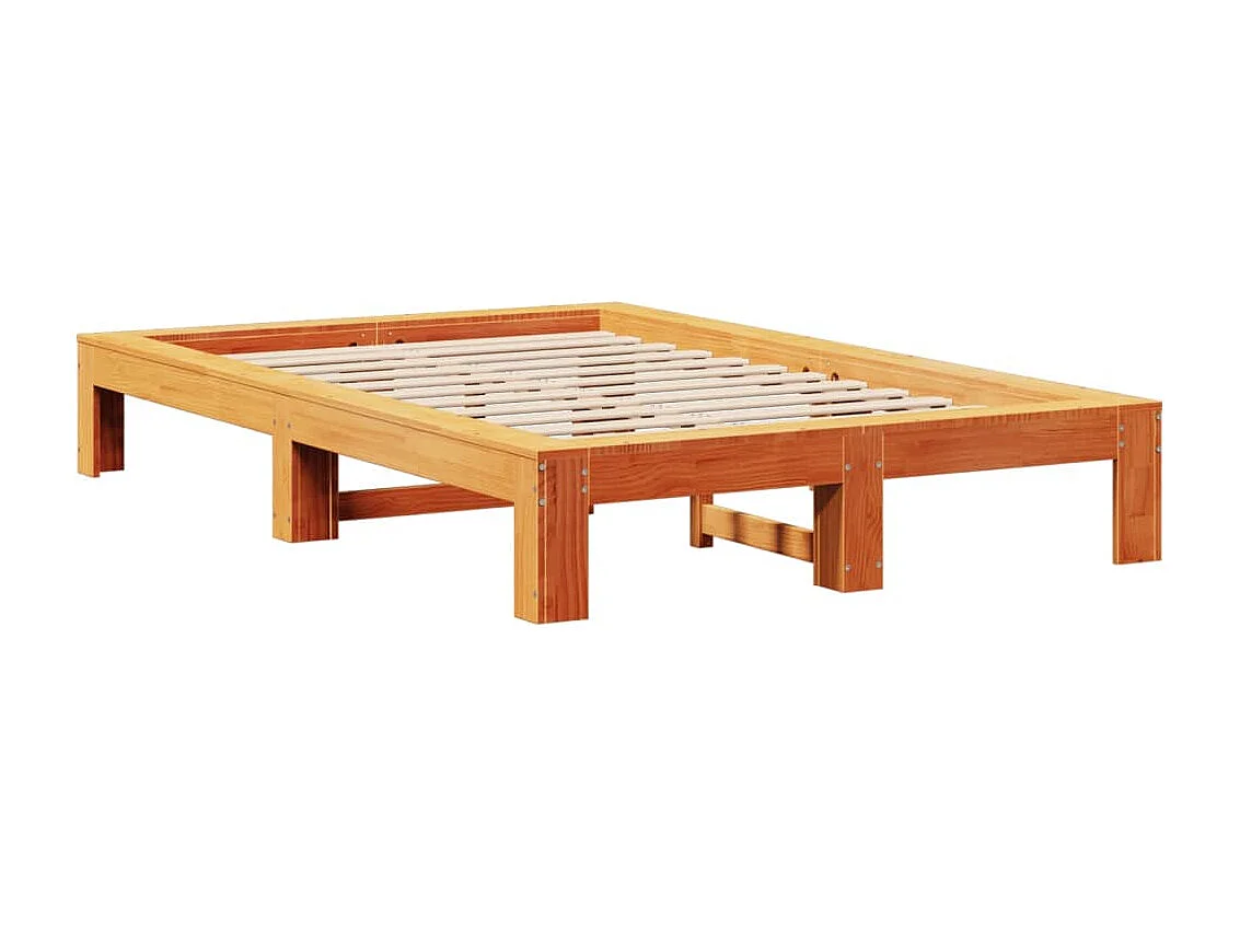 Cadre de lit sans matelas cire marron 120x200cm bois pin massif