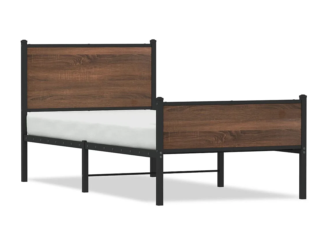 Cadre de lit en métal sans matelas chêne marron 90x190 cm