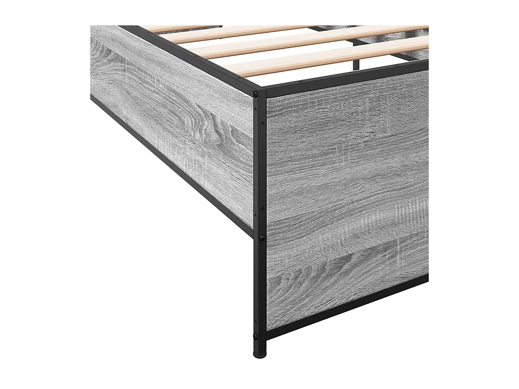 Estrutura de cama derivados de madeira e metal cinzento sonoma