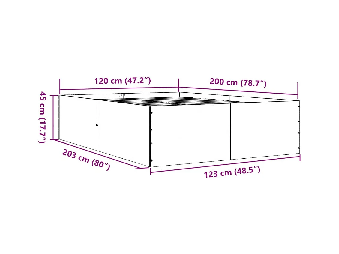 Estrutura de cama derivados de madeira e metal cinzento sonoma