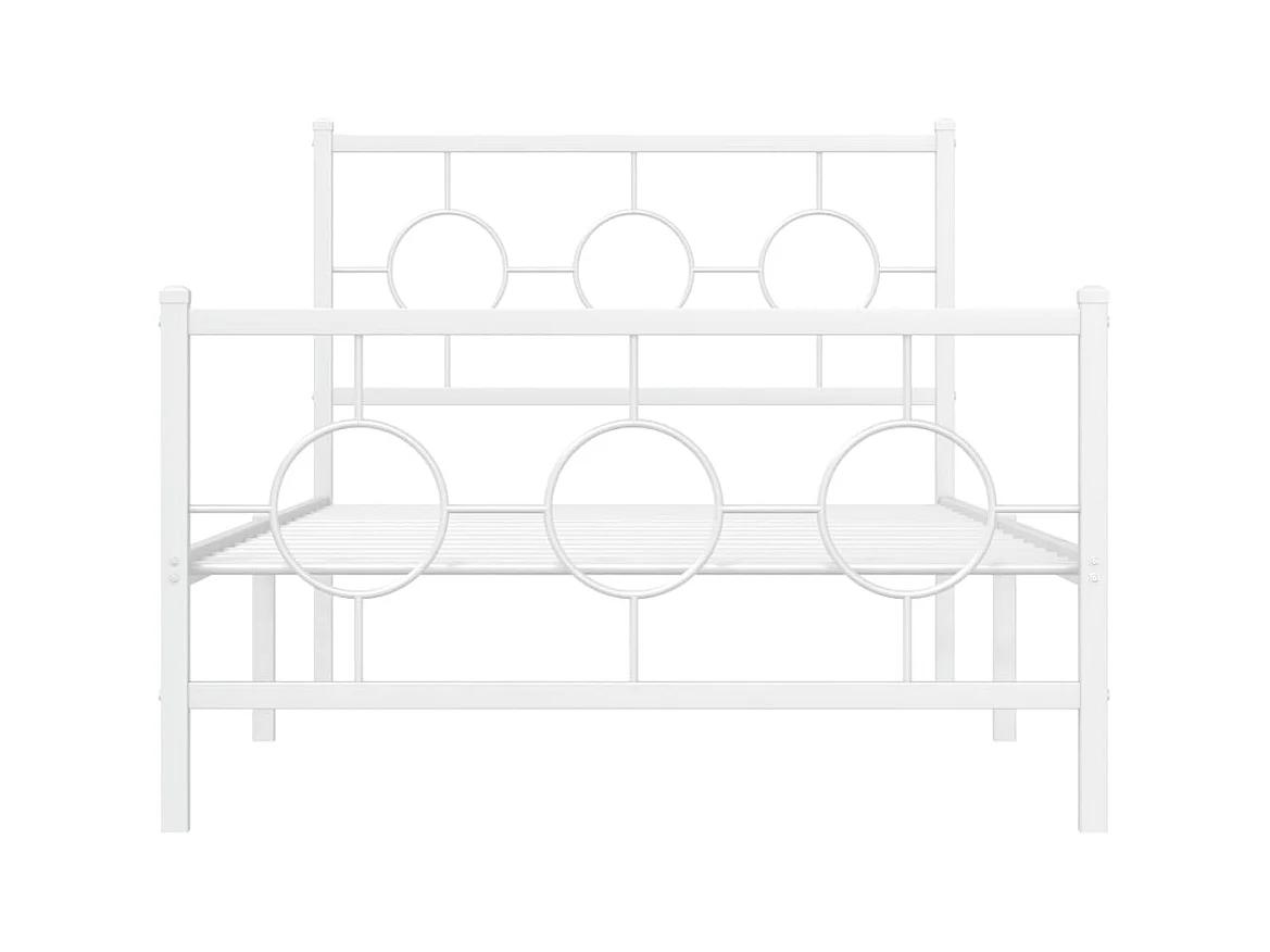 Cadre de lit métal sans matelas et pied de lit blanc 100x190 cm