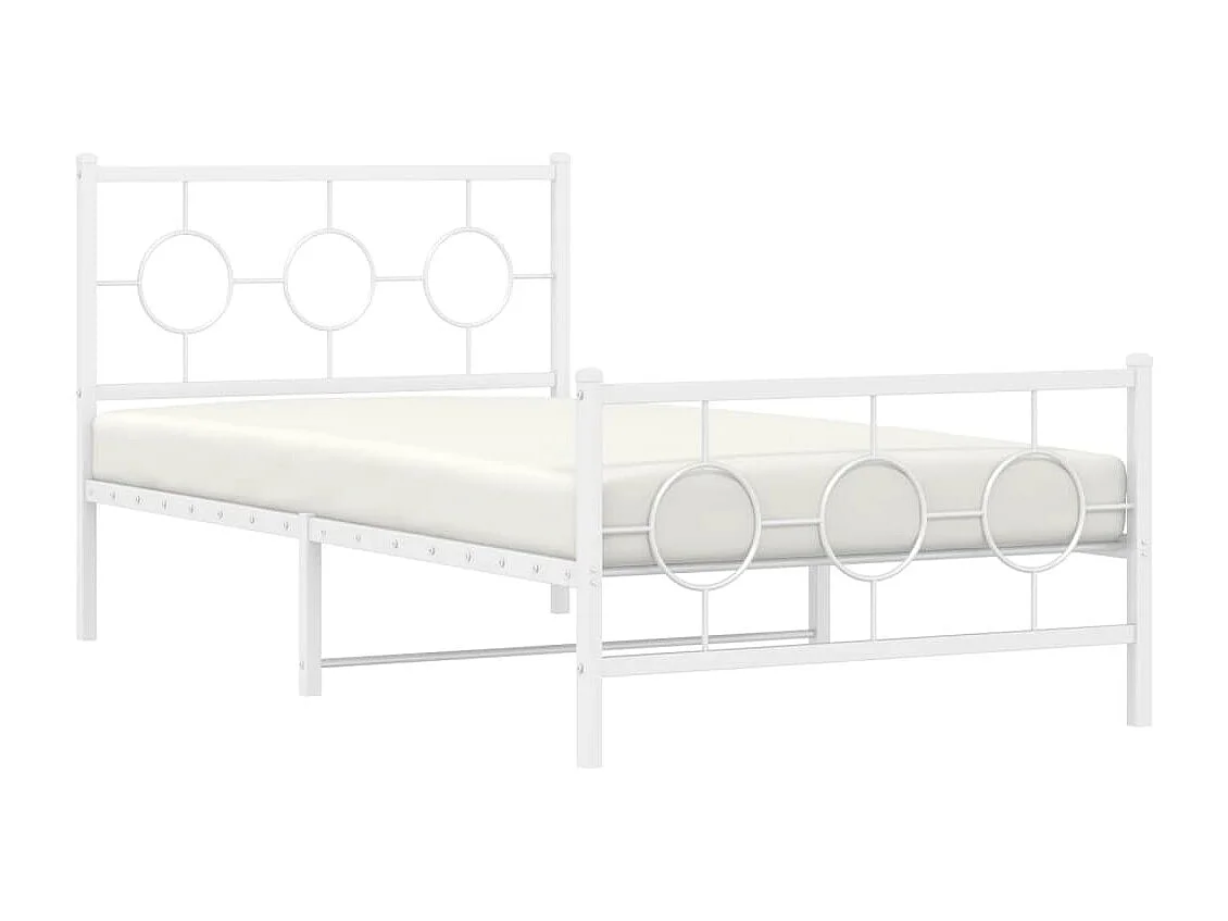 Estrutura de cama com cabeceira e pés 100x190 cm metal branco