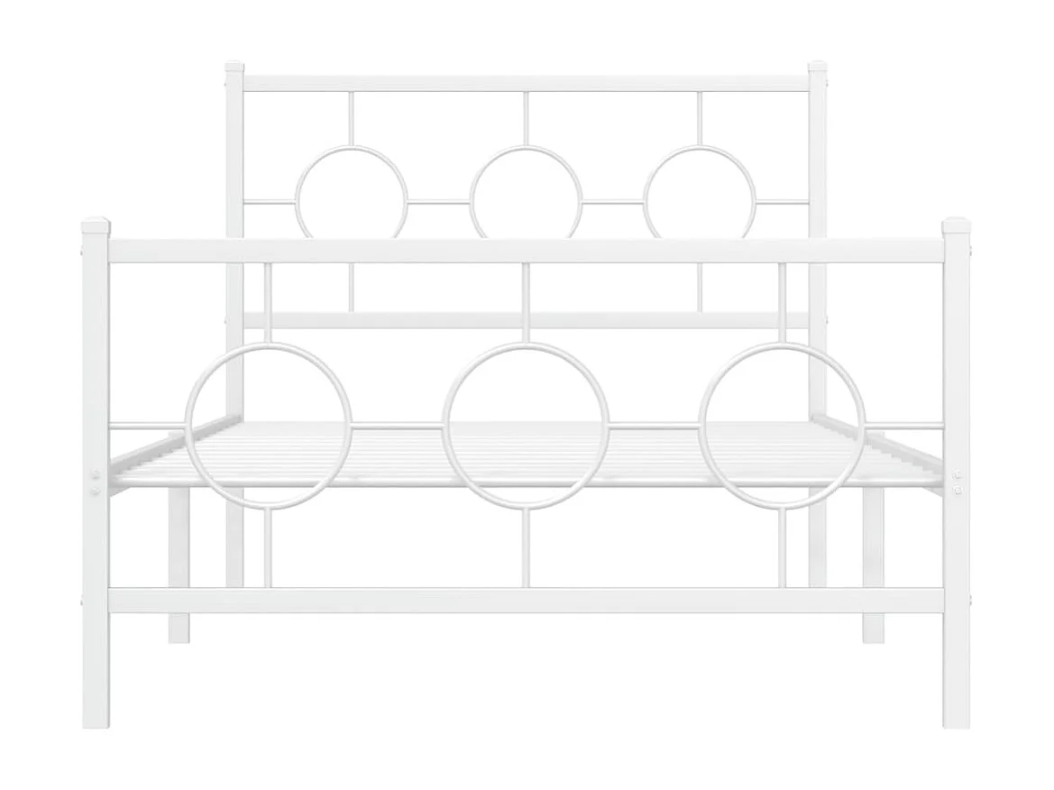 Estrutura de cama com cabeceira e pés 100x190 cm metal branco