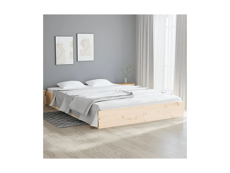 Cadre de lit sans matelas bois massif 140x200 cm