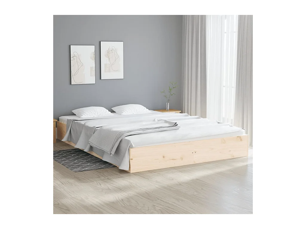 Cadre de lit sans matelas bois massif 140x200 cm