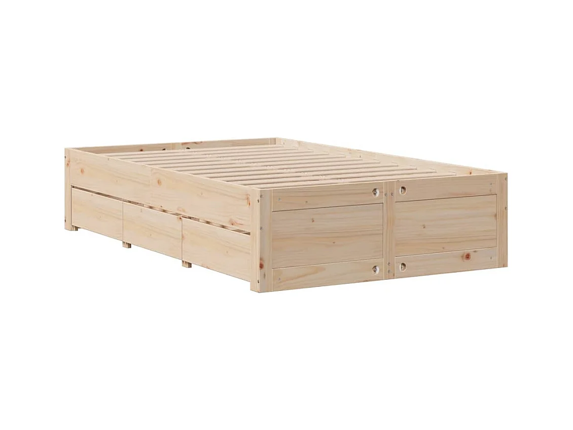 Cadre de lit sans matelas avec tiroirs 120x190 cm bois de pin