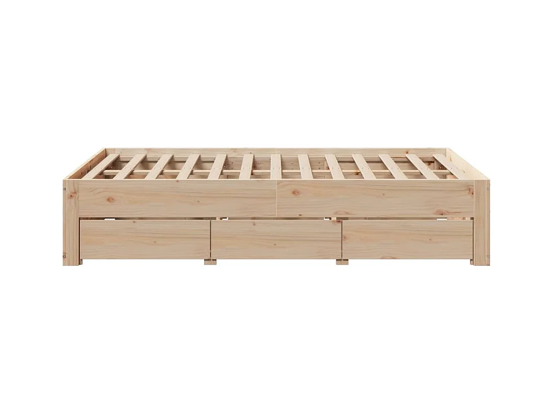 Cadre de lit sans matelas avec tiroirs 120x190 cm bois de pin