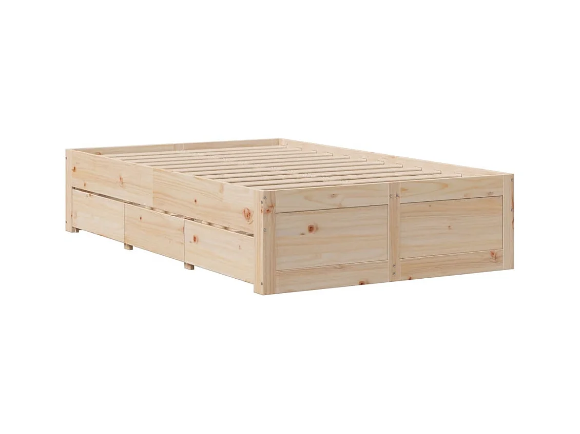 Cadre de lit sans matelas avec tiroirs 120x190 cm bois de pin