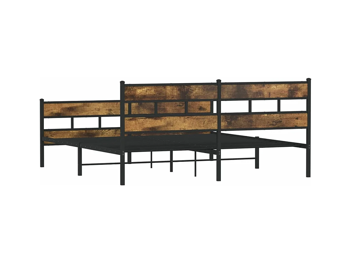 Metallbett ohne Matratze Räuchereiche 200x200 cm