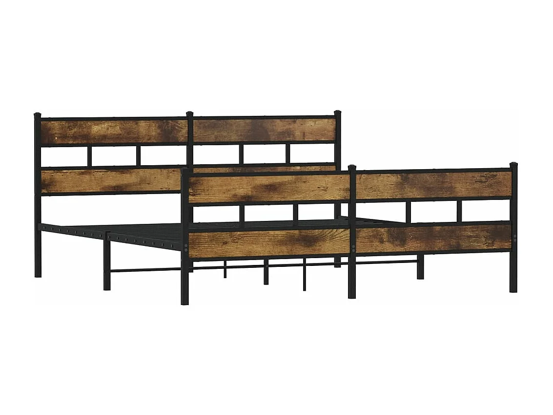 Cadre de lit en métal sans matelas chêne fumé 200x200 cm