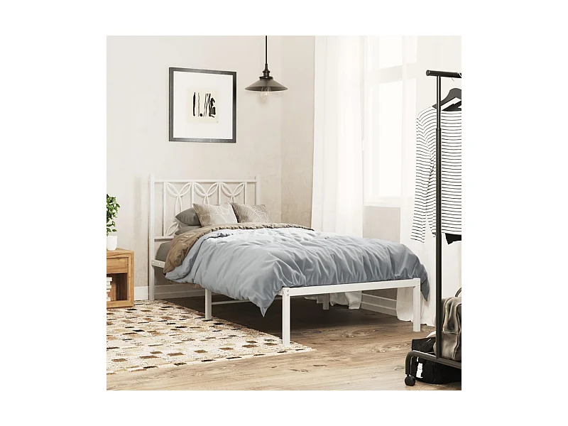 Giroletto con Testiera Metallo Bianco 90x190 cm