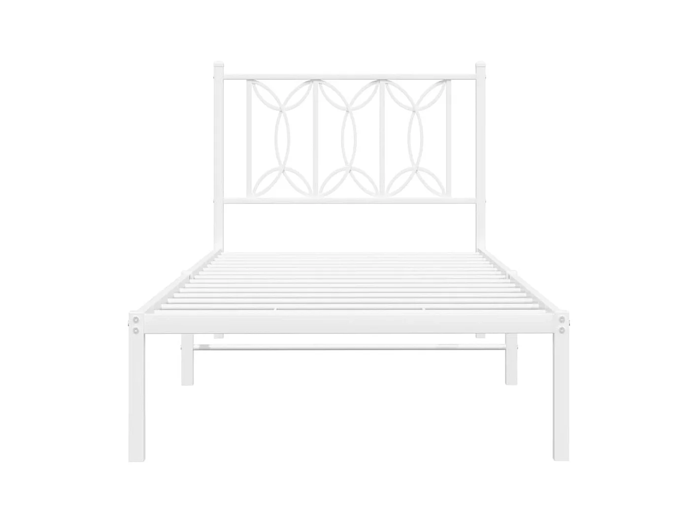 Cadre de lit métal sans matelas avec tête de lit blanc 90x190cm