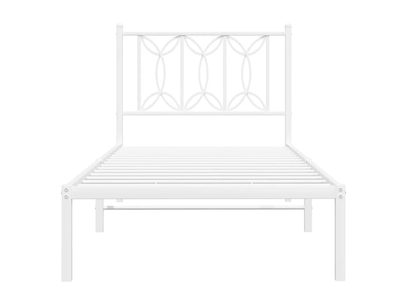 Cadre de lit métal sans matelas avec tête de lit blanc 90x190cm