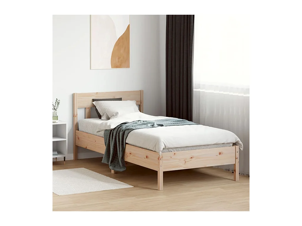 Estructura de cama sin colchón madera maciza pino 75x190 cm
