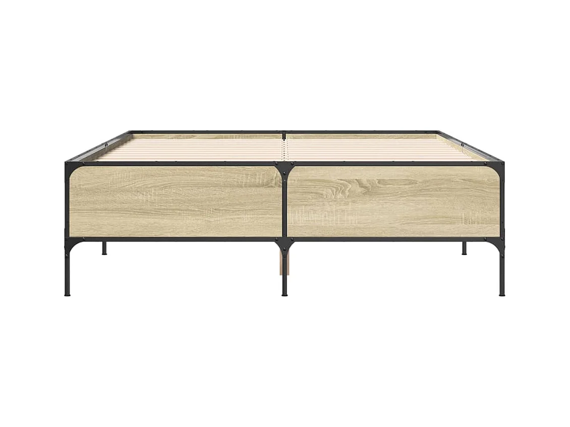 Bedframe bewerkt hout metaal sonoma eikenkleurig 140x200 cm