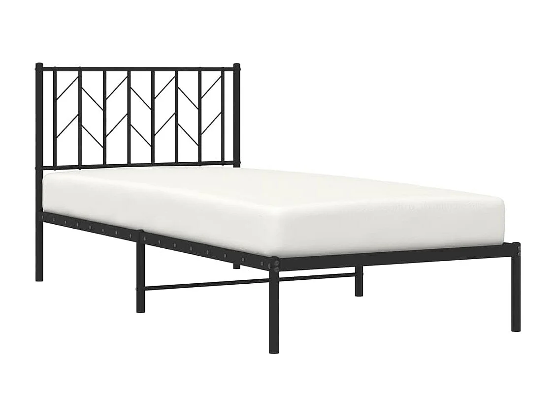 Bettgestell mit Kopfteil Metall Schwarz 90x190 cm