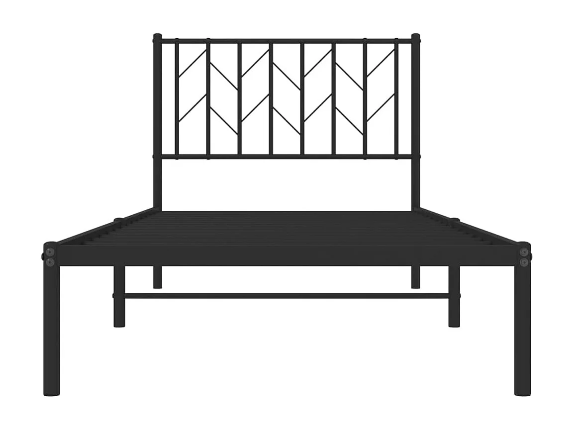 Bettgestell mit Kopfteil Metall Schwarz 90x190 cm