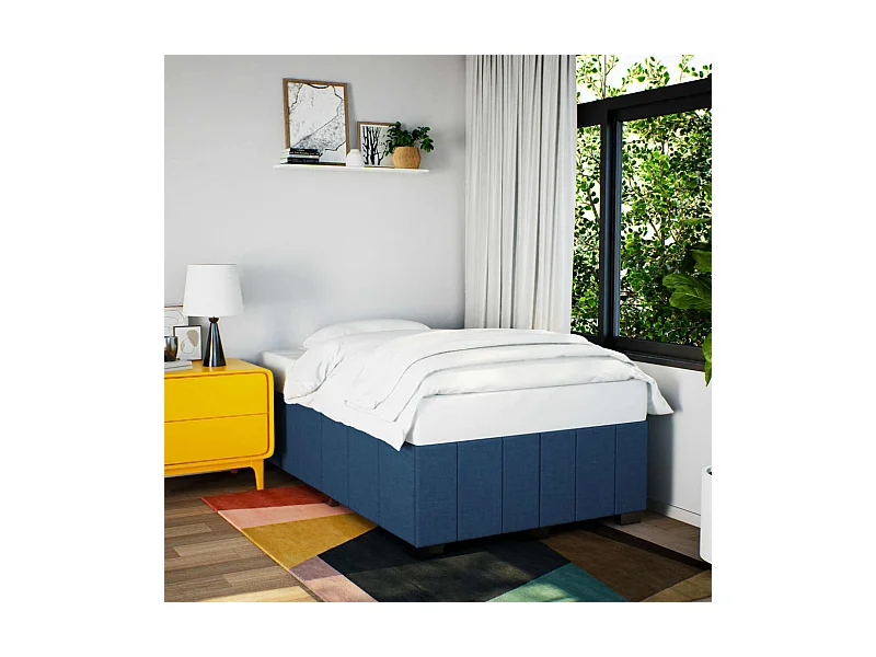 Cadre de lit sans matelas bleu 120x190 cm tissu