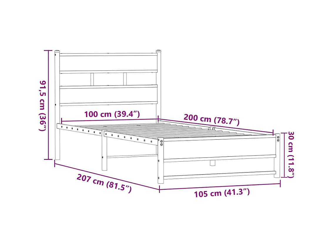 Giroletto senza Materasso in Metallo Rovere Marrone 100x200 cm