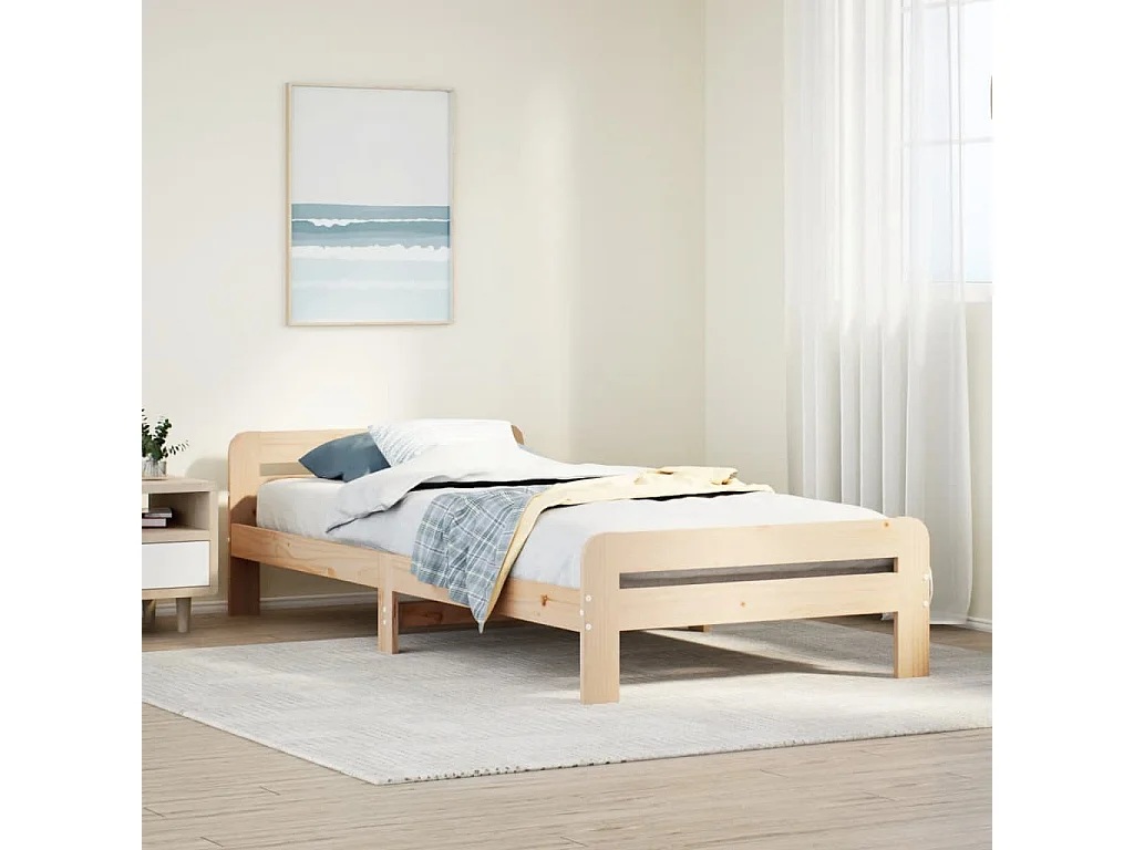 Massivholzbett ohne Matratze 75x190 cm Kiefernholz