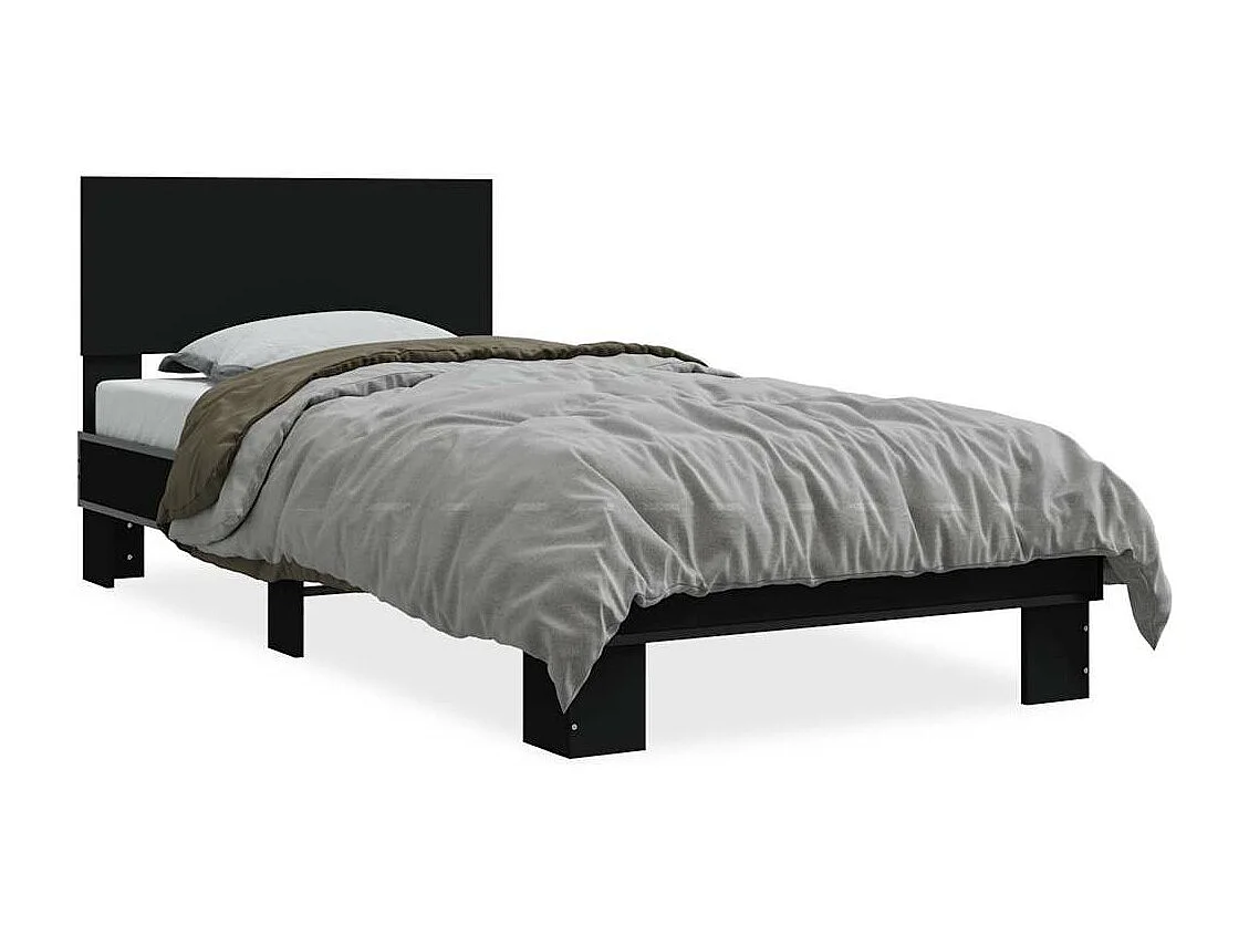 Estrutura de cama 100x200 cm derivados de madeira/metal preto