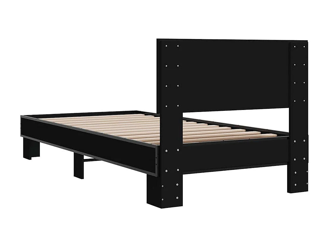 Estrutura de cama 100x200 cm derivados de madeira/metal preto