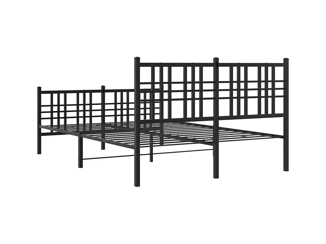 Cadre de lit métal sans matelas avec pied de lit noir 140x200cm