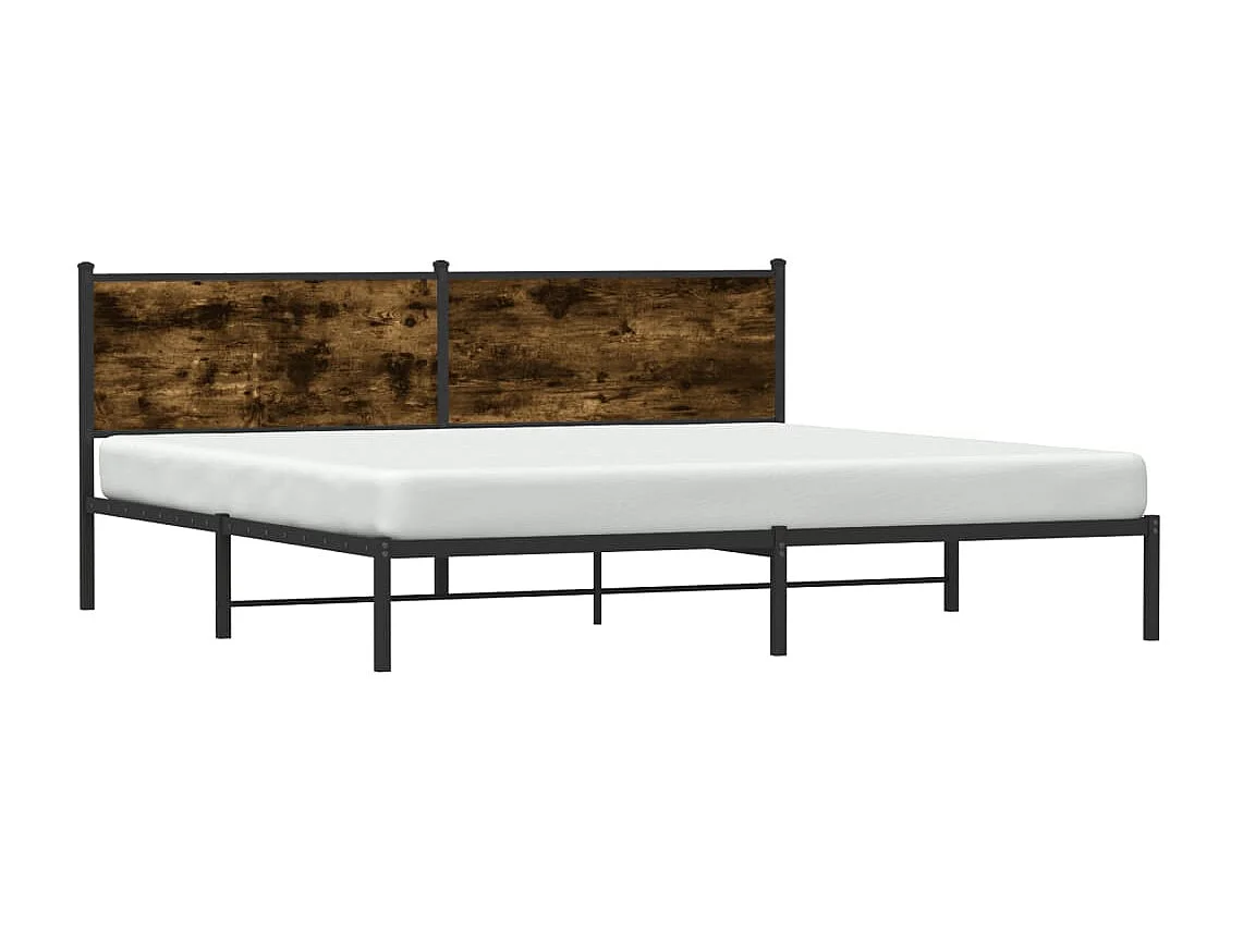 Cadre de lit en métal sans matelas chêne fumé 200x200 cm
