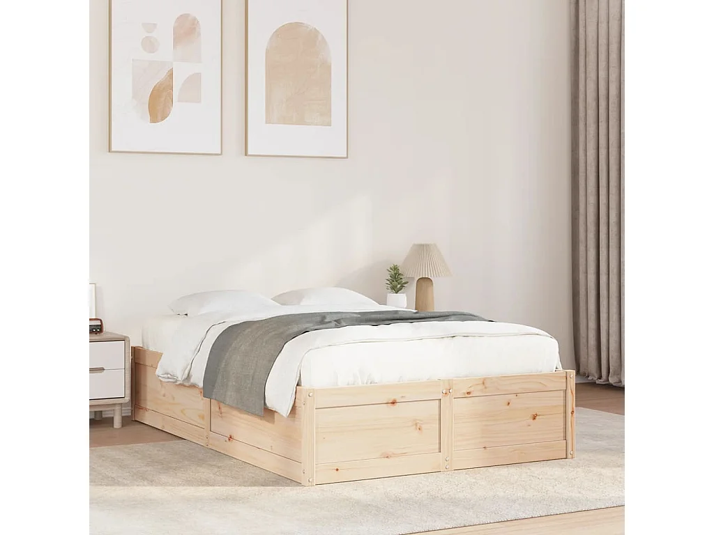 Cadre de lit sans matelas 135x190 cm bois de pin massif