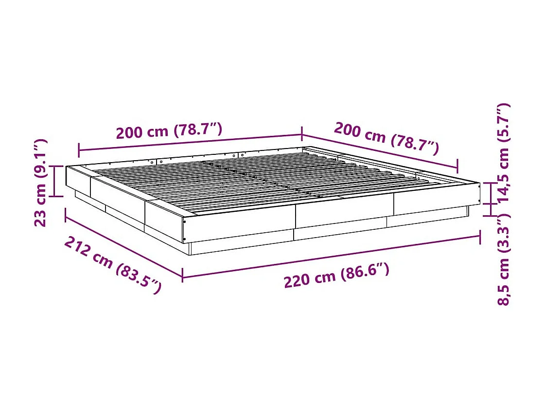 Cadre de lit sans matelas 135x190 cm bois de pin massif