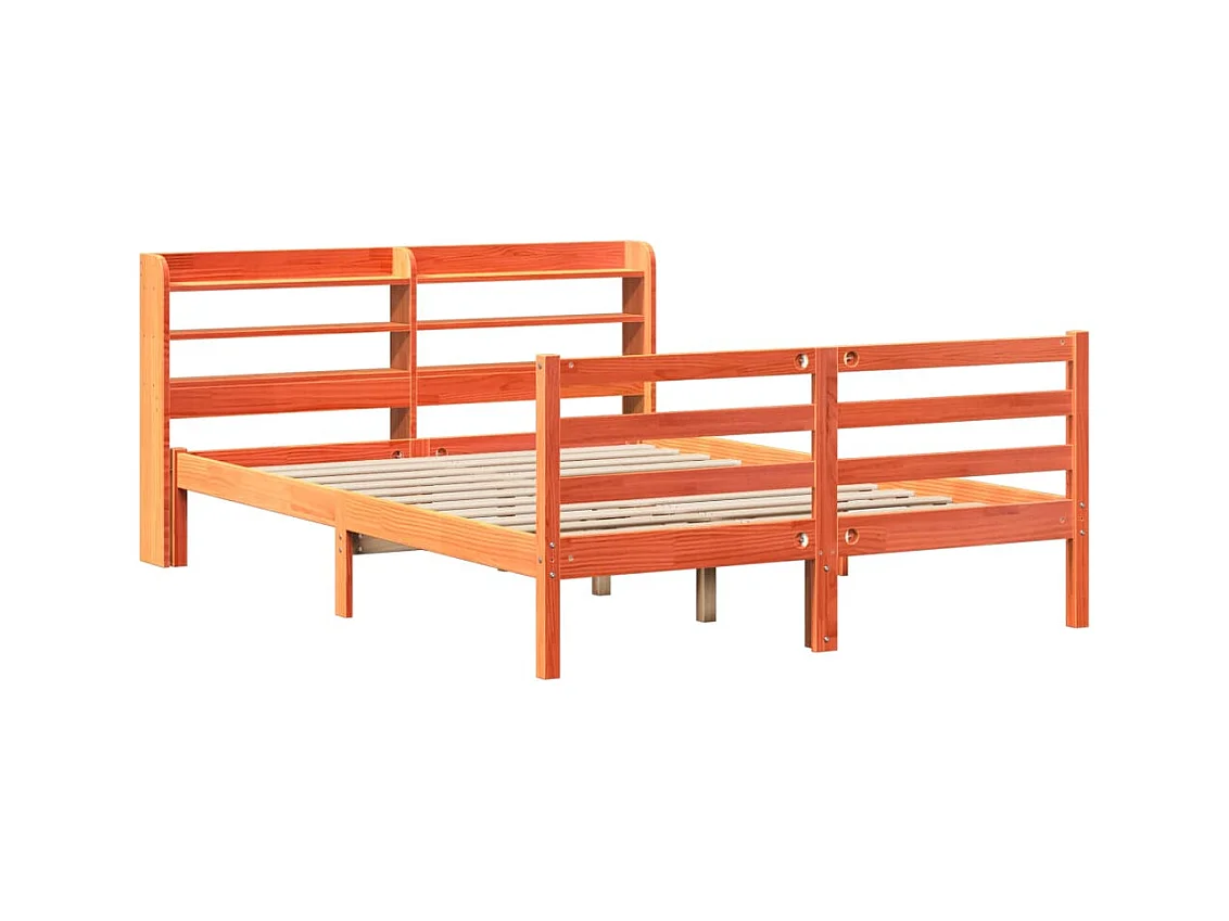 Cadre de lit sans matelas cire marron 140x190cm bois pin massif