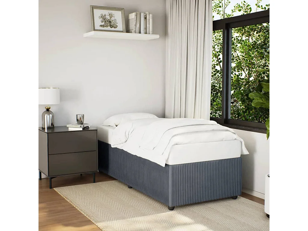 Cadre de lit sans matelas gris foncé 90x190 cm velours