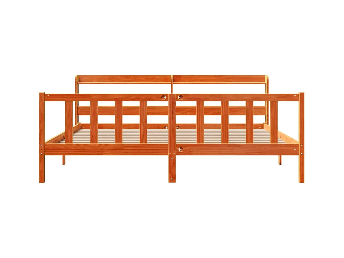 Cadre de lit et tête de lit sans matelas cire marron 180x200 cm