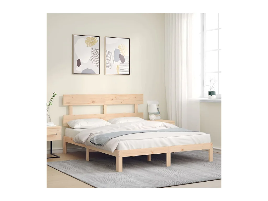 Cadre de lit sans matelas 160x200 cm bois massif de pin