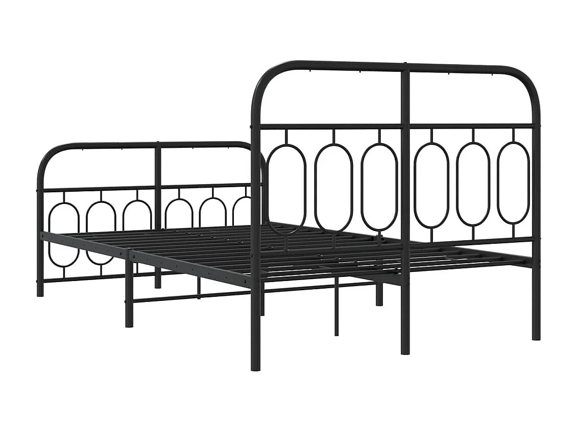 Cadre de lit métal sans matelas avec pied de lit noir 120x190cm