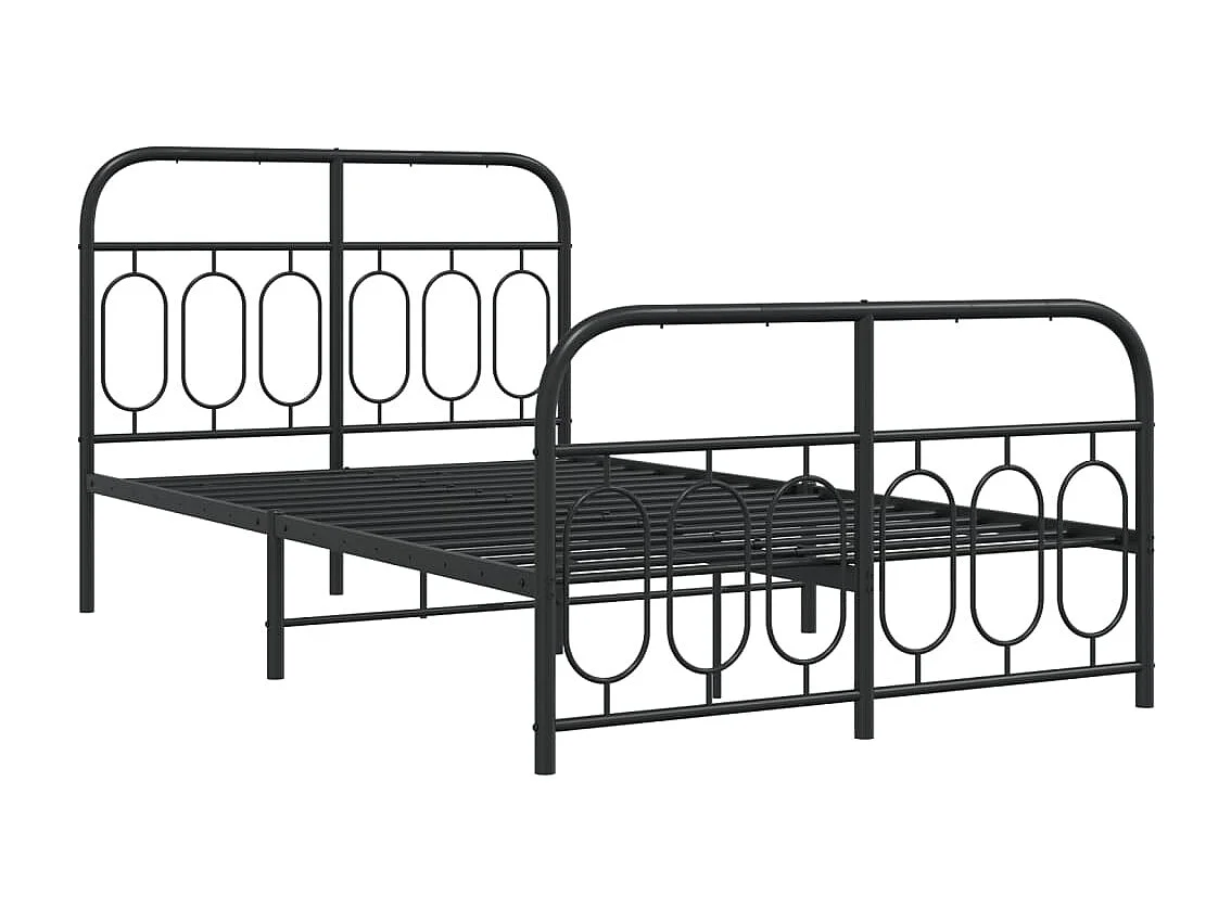 Cadre de lit métal sans matelas avec pied de lit noir 120x190cm