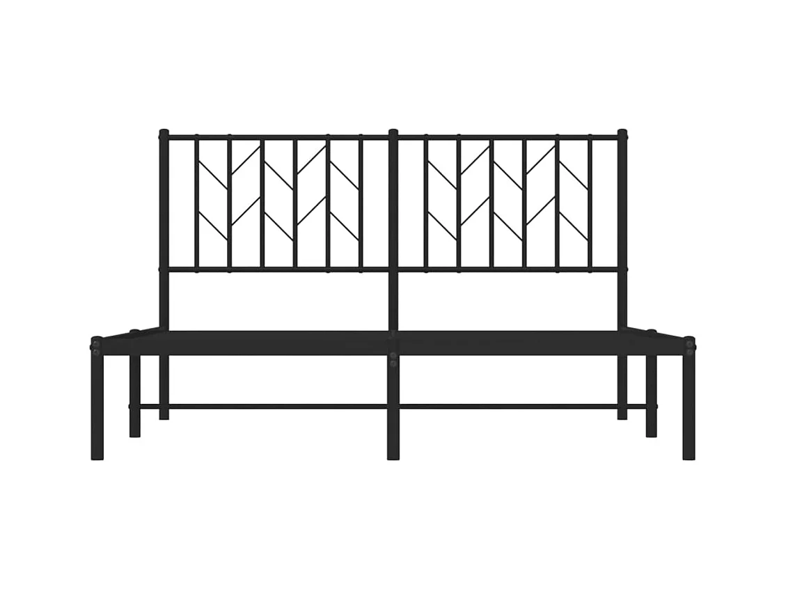 Cadre de lit métal sans matelas avec tête de lit noir 140x190cm
