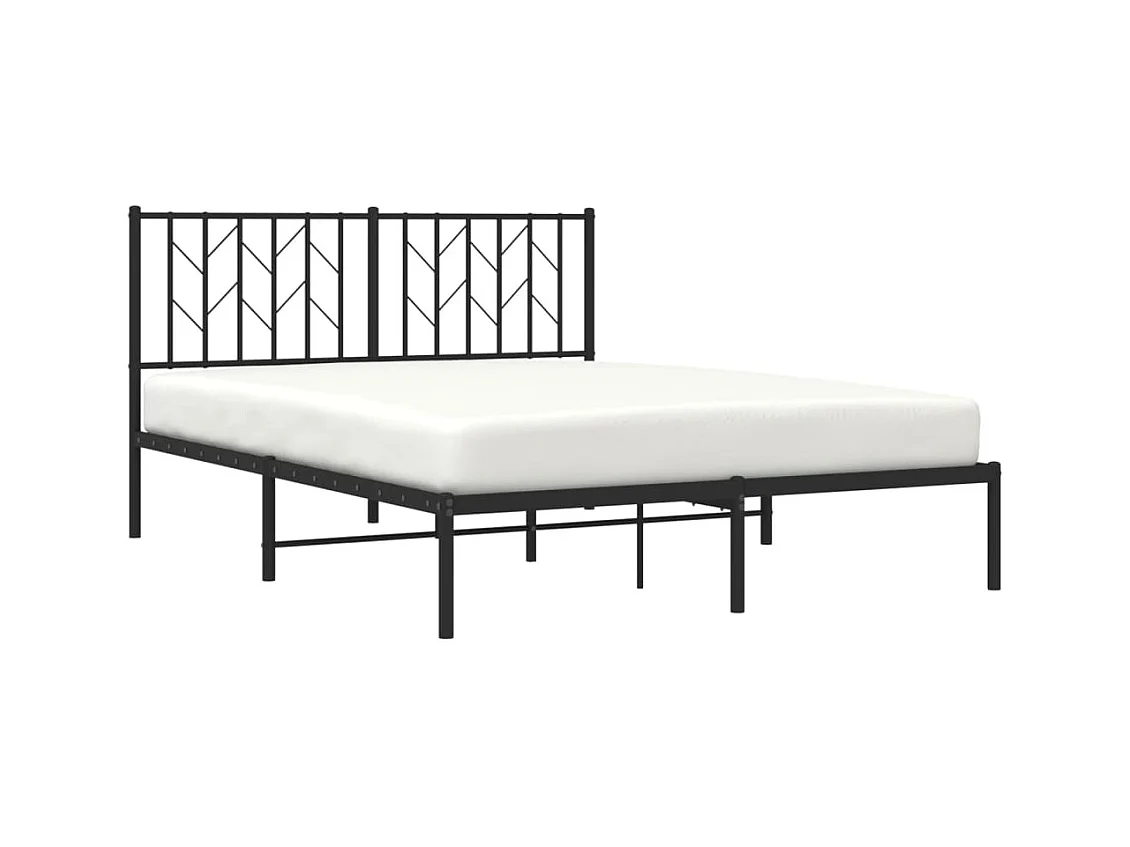 Cadre de lit métal sans matelas avec tête de lit noir 140x190cm