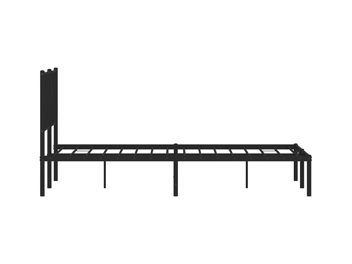 Cadre de lit métal sans matelas avec tête de lit noir 140x190cm