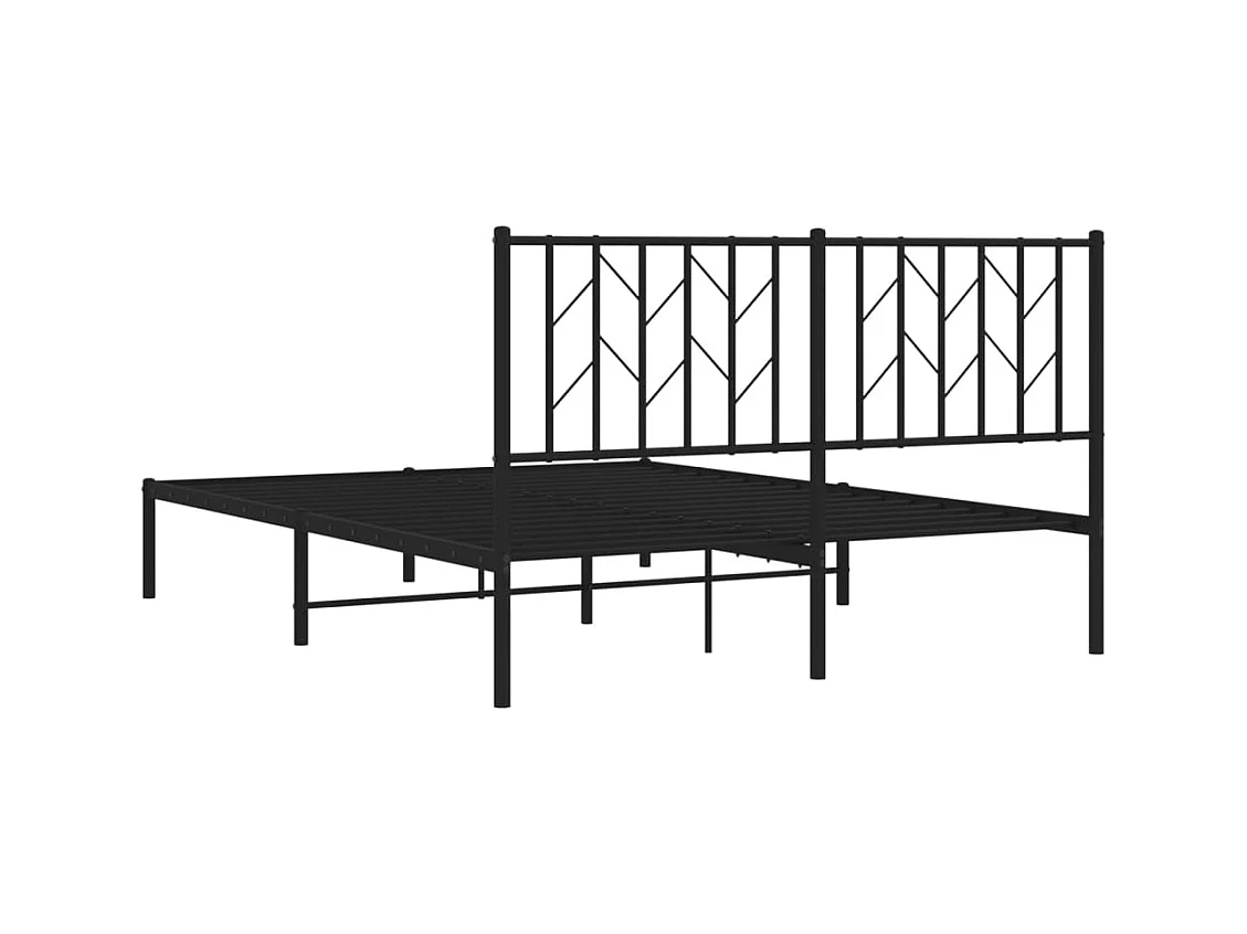 Cadre de lit métal sans matelas avec tête de lit noir 140x190cm