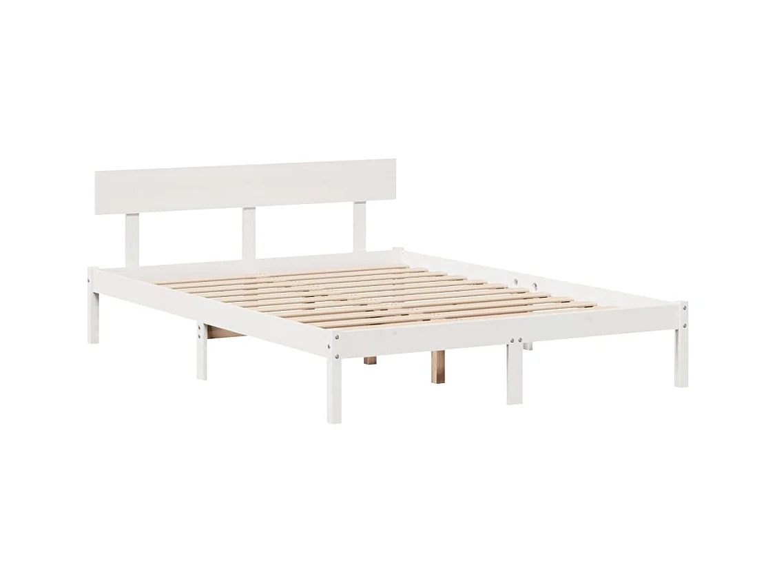 Cadre de lit sans matelas blanc 140x200 cm bois de pin massif