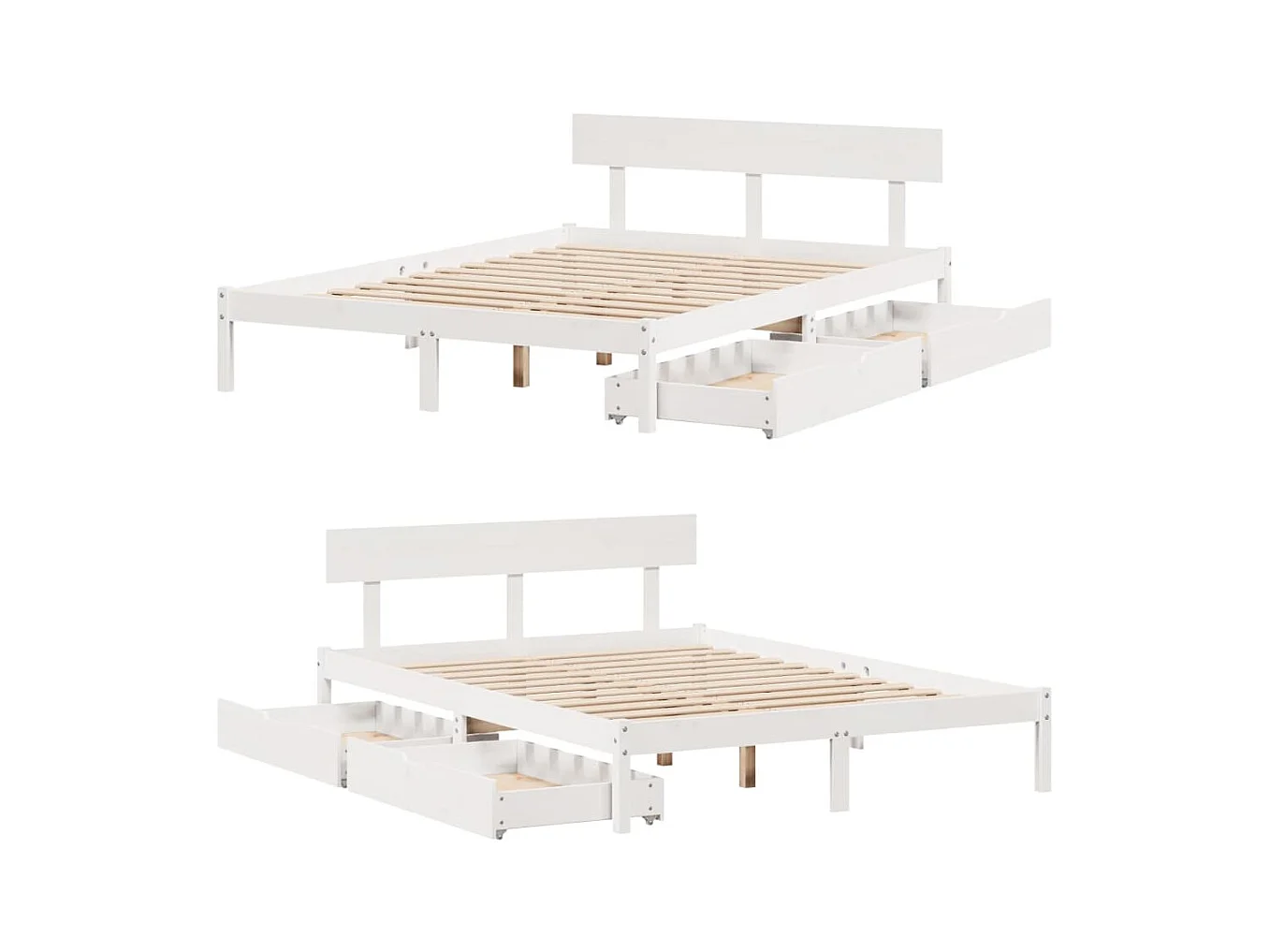 Cadre de lit sans matelas blanc 140x200 cm bois de pin massif