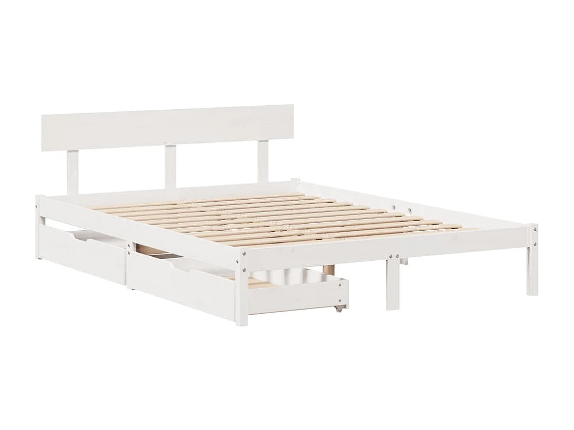 Cadre de lit sans matelas blanc 140x200 cm bois de pin massif