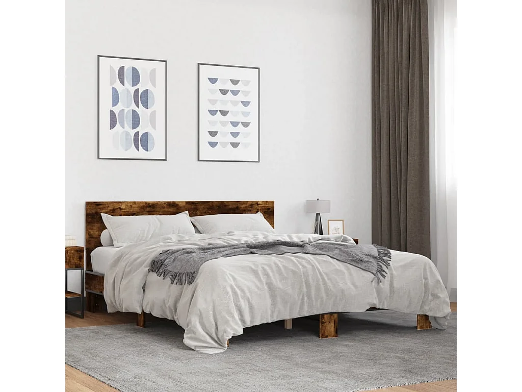 Estrutura de cama 150x200 cm derivados madeira/metal